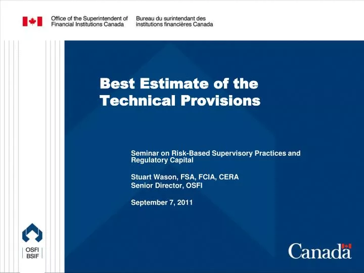 best estimate of the technical provisions