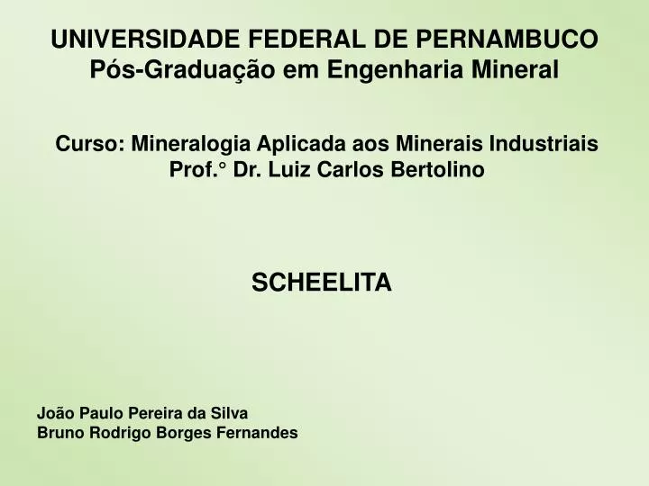 universidade federal de pernambuco p s gradua o em engenharia mineral