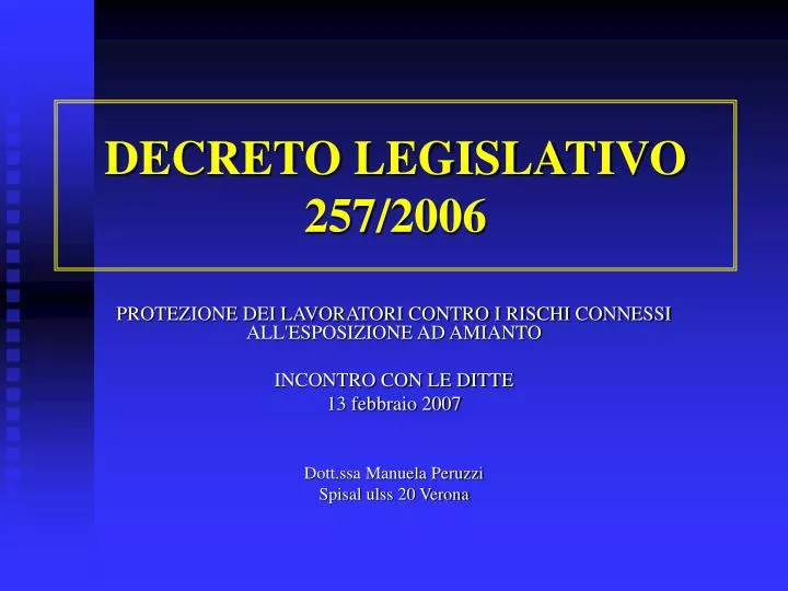 decreto legislativo 257 2006