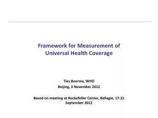 Framework for Measurement of Universal Health Coverage