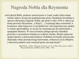 nagroda nobla dla reymonta