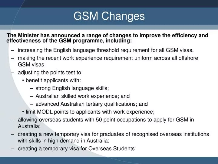 gsm changes