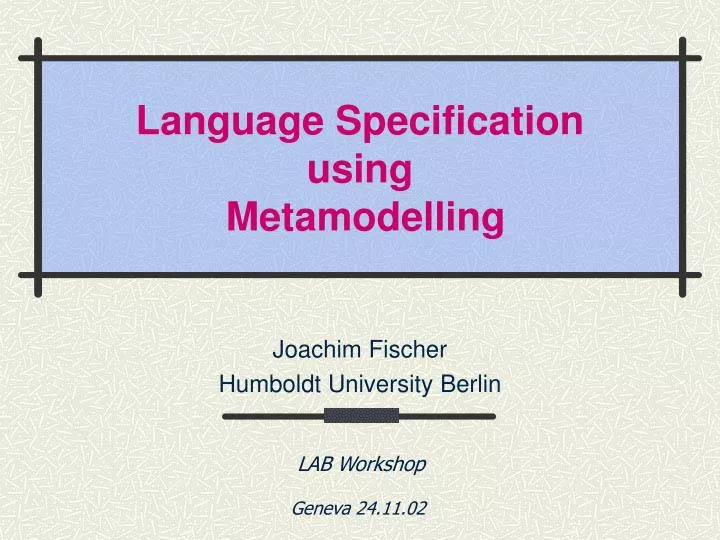 language specification using metamodelling