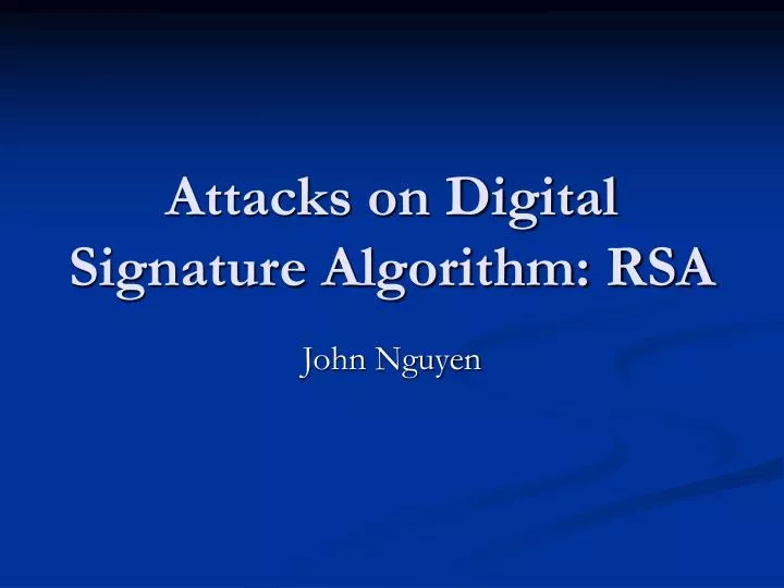 attacks on digital signature algorithm rsa