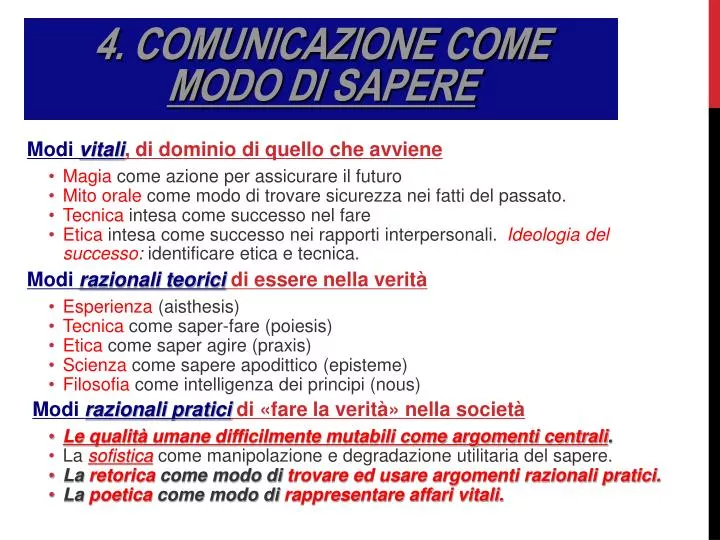 4 comunicazione come m o do di sapere