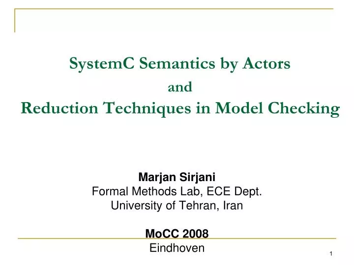 systemc semantics by actors and reduction techniques in model checking