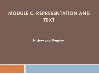 Module C: representation and Text