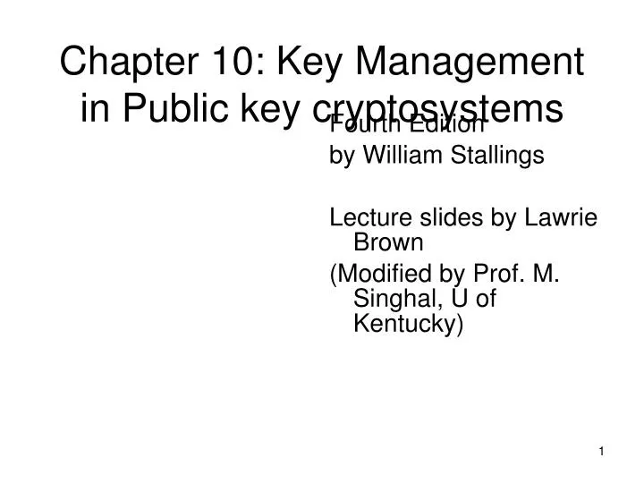 chapter 10 key management in public key cryptosystems