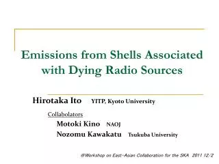 Hirotaka Ito YITP, Kyoto University