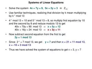 Systems of Linear Equations