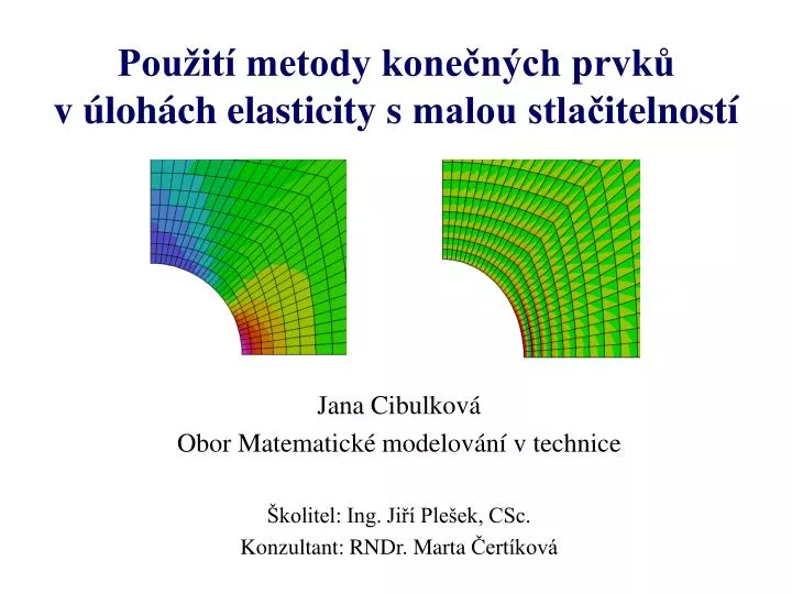 pou it metody kone n ch prvk v loh ch elasticity s malou stla i telnost