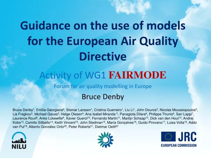 guidance on the use of models for the european air quality directive
