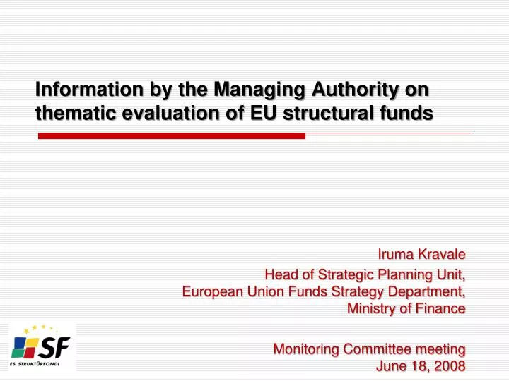 information by the managing authority on thematic evaluation of eu structural funds