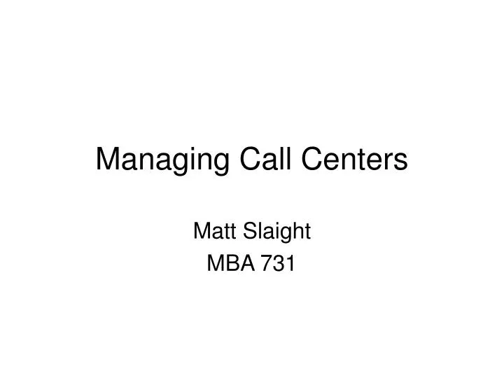 managing call centers