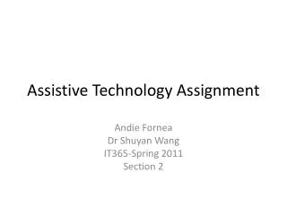 Assistive Technology Assignment