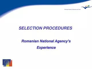 SELECTION PROCEDURES