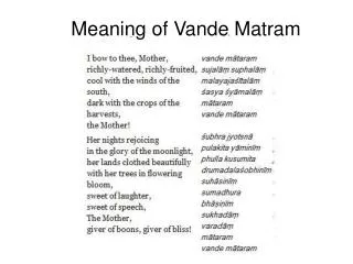 Meaning of Vande Matram