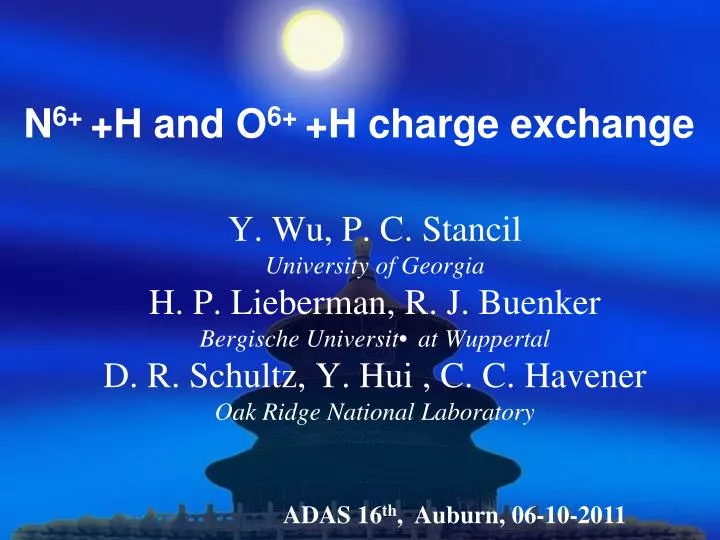 n 6 h and o 6 h charge exchange