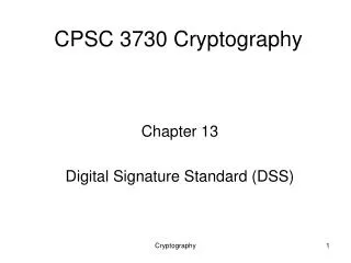 CPSC 3730 Cryptography