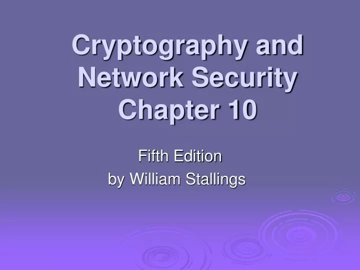 cryptography and network security chapter 10