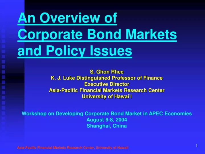 an overview of corporate bond markets and policy issues