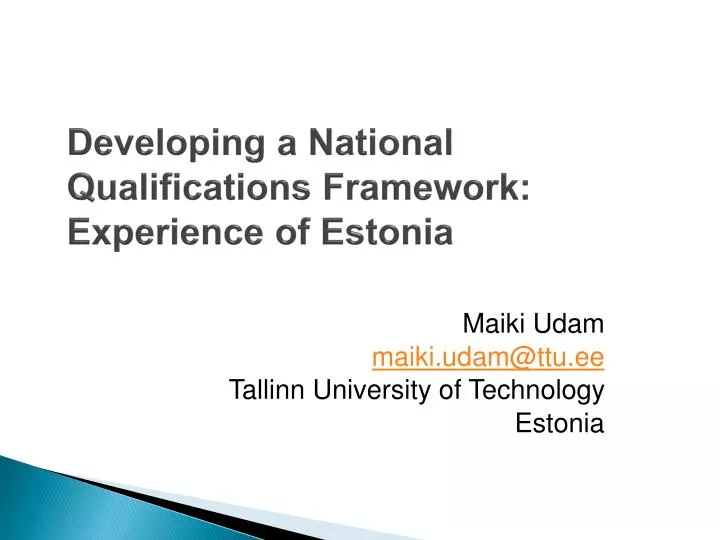 developing a national qualifications framework experience of estonia