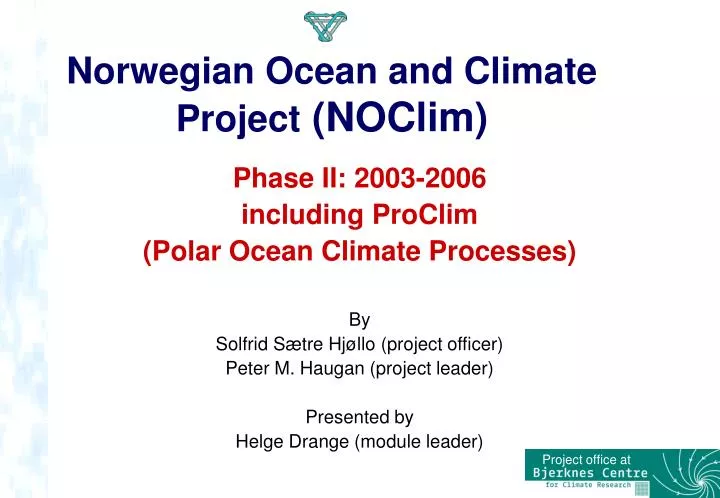 norwegian ocean and climate project noclim