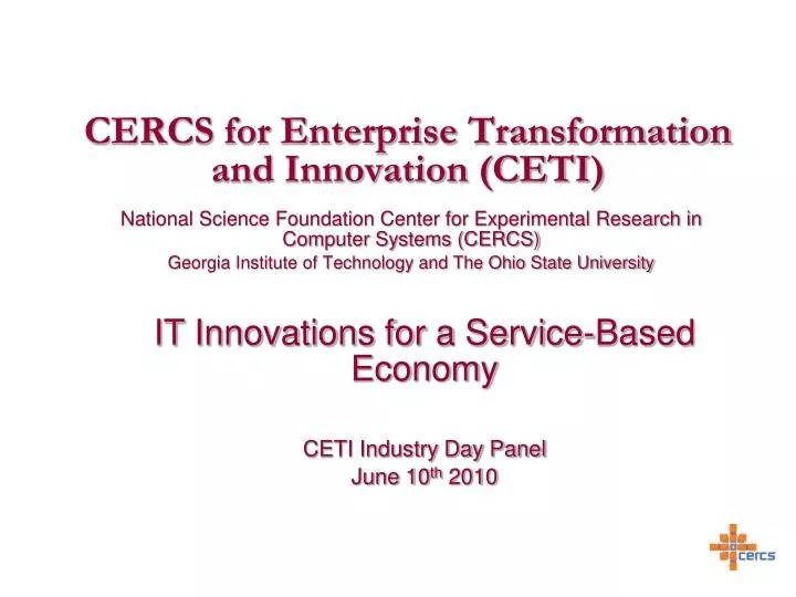 cercs for enterprise transformation and innovation ceti