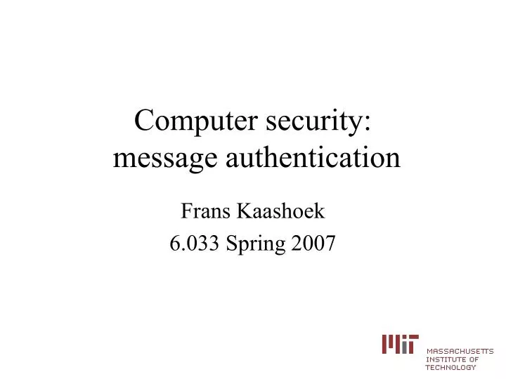 computer security message authentication