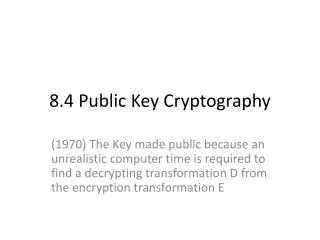 8.4 Public Key Cryptography