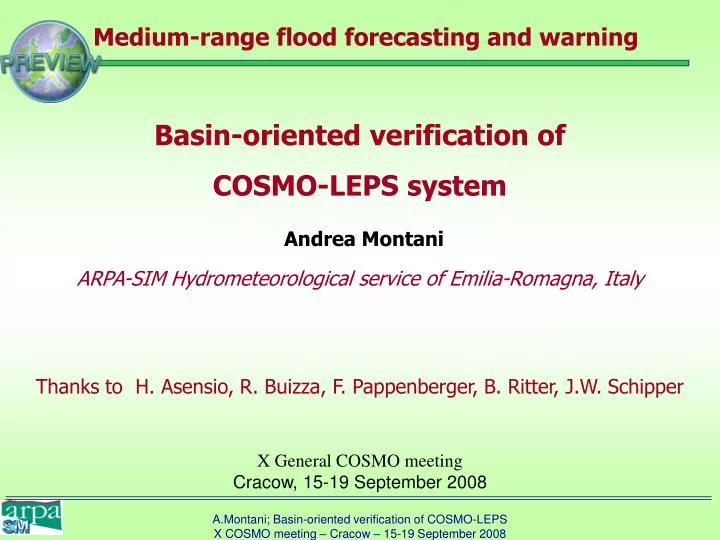 medium range flood forecasting and warning