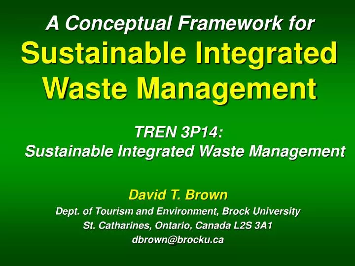 a conceptual framework for sustainable integrated waste management