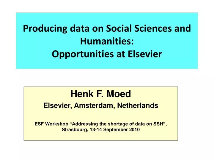 producing data on social sciences and humanities opportunities at elsevier