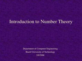introduction to number theory