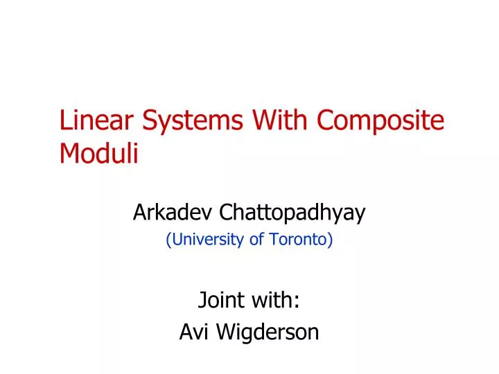 linear systems with composite moduli