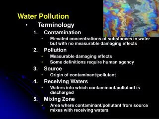 Water Pollution Terminology Contamination
