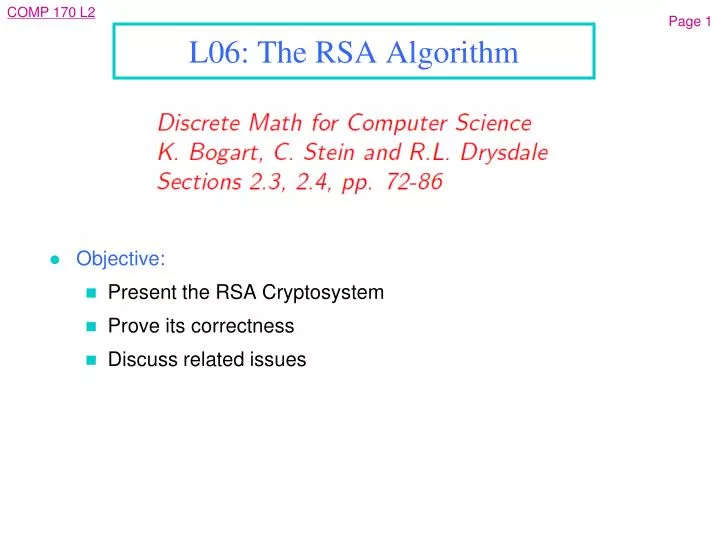 l06 the rsa algorithm
