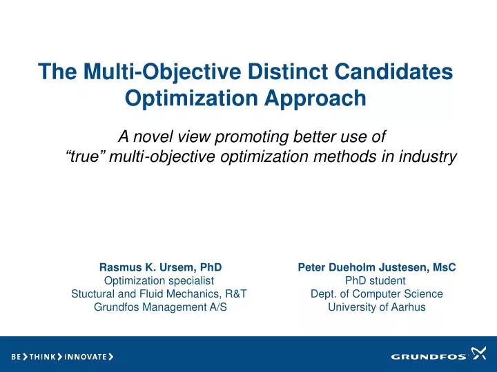 the multi objective distinct candidates optimization approach