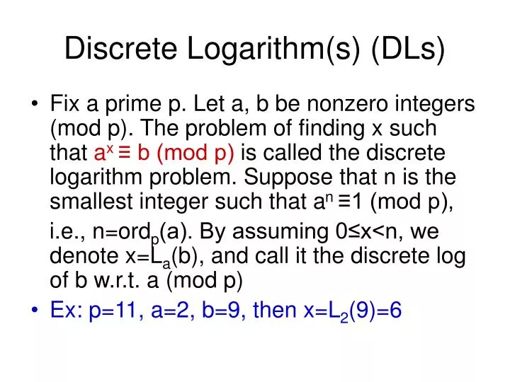 discrete logarithm s dls