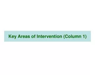 Key Areas of Intervention (Column 1)