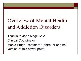 overview of mental health and addiction disorders