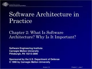 software architecture in practice chapter 2 what is software architecture why is it important