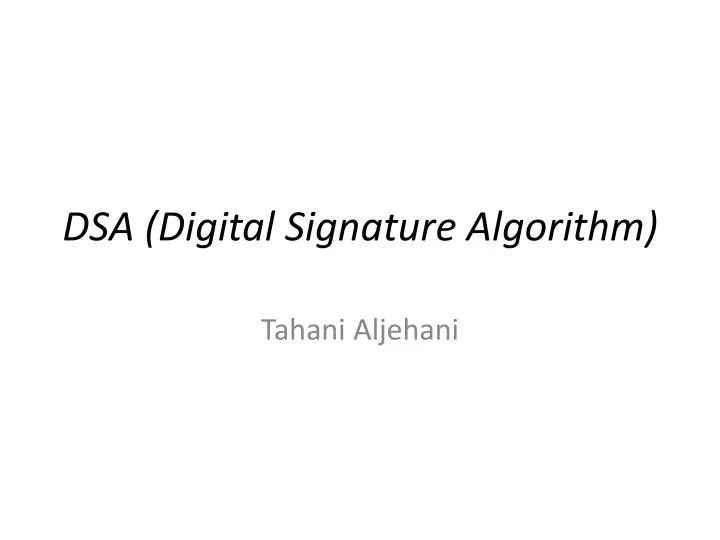 dsa digital signature algorithm