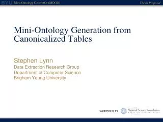 Mini-Ontology Generation from Canonicalized Tables