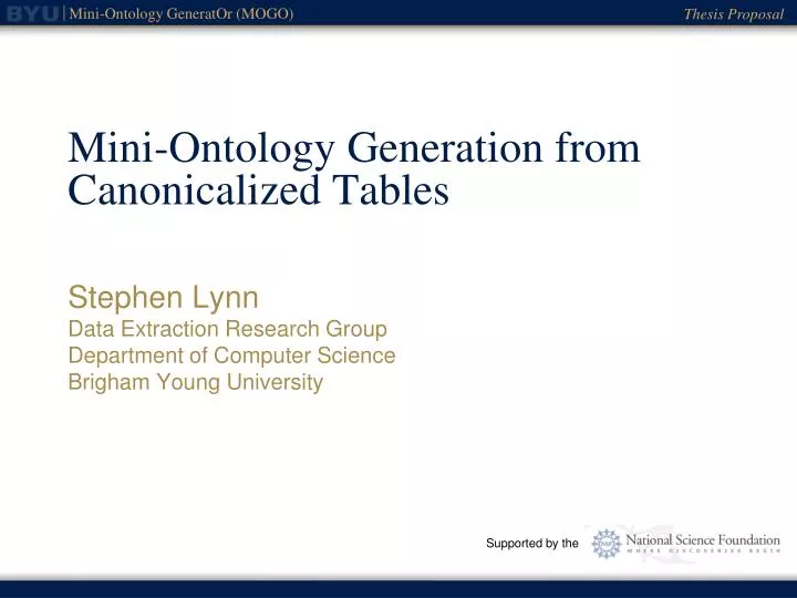 mini ontology generation from canonicalized tables