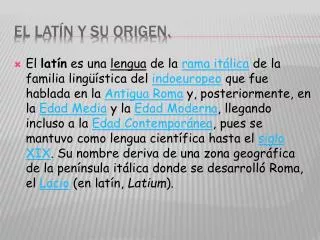 el lat n y su origen