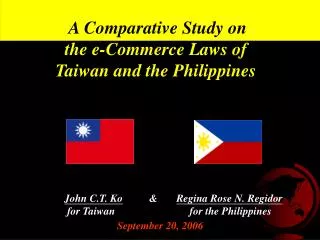 A Comparative Study on the e-Commerce Laws of Taiwan and the Philippines