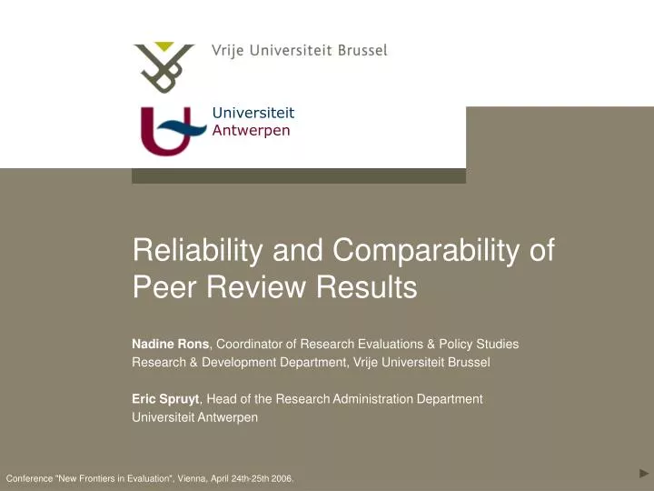 reliability and comparability of peer review results
