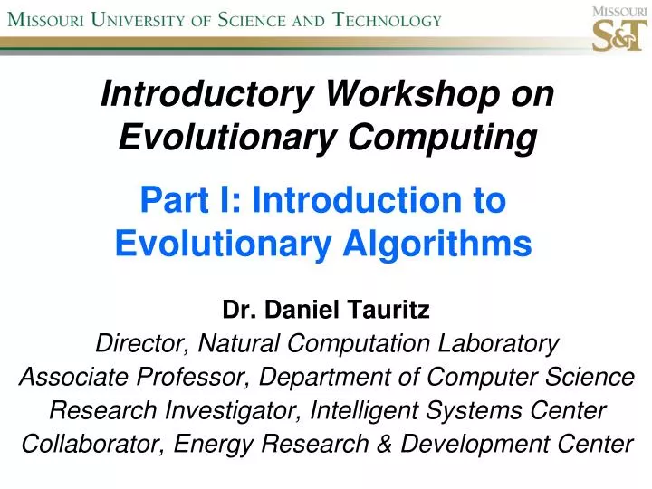 introductory workshop on evolutionary computing