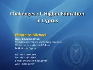 Challenges of Higher Education in Cyprus